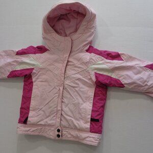 Columbia Girl's Ski Jacket Pink White Hooded Full Zip Colorblock Toddler Size 4T
